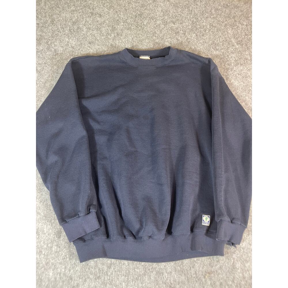 Vintage Discus Athletic Sweatshirt Mens XL Navy Blue Pullover Crewneck Retro Y2K